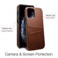 iPhone 12 & iPhone 12 Pro (6.1 inches) 2020 Release Case,Luxury Back Card Holder Case Hard Leather Protective Cover
