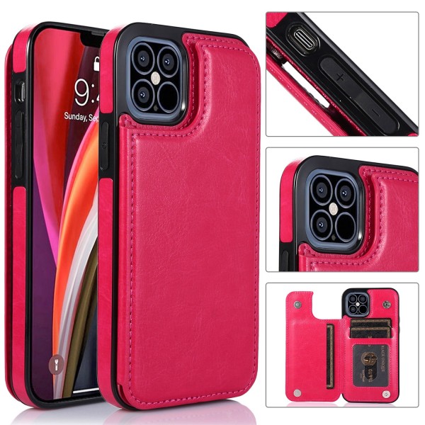 For iPhone 12 mini (5.4) Leather Wallet Card Holder Stand Cover Case