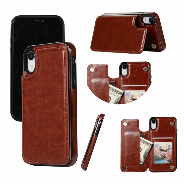 For iPhone Xs Max Leather Wallet Card Holder Stand Cover Case