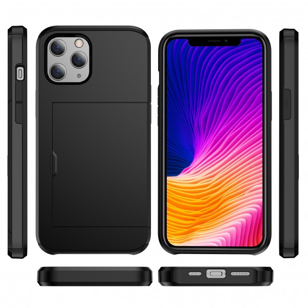 iPhone 11 Pro Max (6.5 inches)2019 Case,Slidable Hiddren Cards Slot Holder Anti-scratch Shockproof Bumper Protection Dual Layers Back Cove