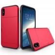 iPhone X & iPhone XS 5.8 inches Case,Slidable Hiddren Cards Slot Holder Anti-scratch Shockproof Bumper Protection Dual Layers Back Cove