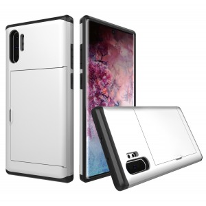 Samsung Galaxy Note10 & Note10 5G Case,Slidable Hiddren Cards Slot Holder Anti-scratch Shockproof Bumper Protection Dual Layers Back Cove, For Samsung Note 10
