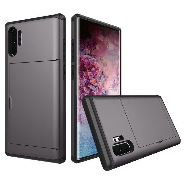 Samsung Note10 Plus/Note10 Plus 5G Case,Slidable Hiddren Cards Slot Holder Anti-scratch Shockproof Bumper Protection Dual Layers Back Cove