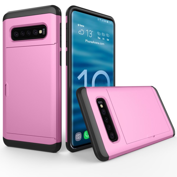 Samsung Galaxy S10 Case,Slidable Hiddren Cards Slot Holder Anti-scratch Shockproof Bumper Protection Dual Layers Back Cove