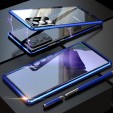 Galaxy Note 20 Ultra Case with Back Sreen Protector, Magnetic Adsorption Metal Tempered Glass Cover with Camera Protector Anti-scratch Wireless Charging