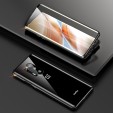 OnePlus 8 Case,Magnetic Adsorption Front and Back Tempered Glass Full Screen Coverage Flip Cover With Camera Lens Protector