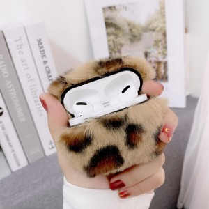 Airpods 1st & Airpods 2nd Headphone Case, Leopard Pattern Warmth Plush Furry Cute Fluffy Soft Fur Protective Cover, For AirPods 1/AirPods 2
