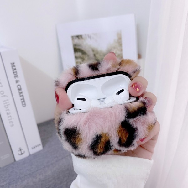 AirPods Pro /Airpods 3 Headphone Case, Leopard Pattern Warmth Plush Furry Cute Fluffy Soft Fur Protective Cover