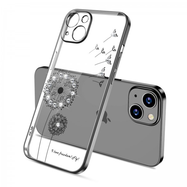 Crystal Bling Dandelion Pattern Soft Rubber Back Case Cover For Smart Phones