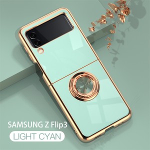 Glossy Thin Stand Ring Holder Frame Phone Case, For Samsung Galaxy S22 Plus