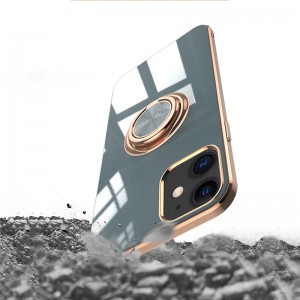 Shockproof Plating Soft TPU Ring Stand Smart Phone Case, For IPhone 11