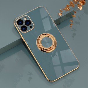 Shockproof Plating Soft TPU Ring Stand Smart Phone Case, For IPhone 11 Pro