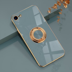 Shockproof Plating Soft TPU Ring Stand Smart Phone Case, For IPhone 7/IPhone 8/IPhone SE 2020