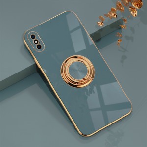 Shockproof Plating Soft TPU Ring Stand Smart Phone Case, For IPhone X/IPhone XS