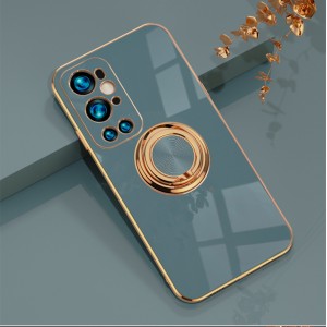 Shockproof Plating Soft TPU Ring Stand Smart Phone Case, For Oneplus 9