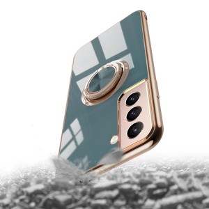 Shockproof Plating Soft TPU Ring Stand Smart Phone Case, For Samsung S21 Plus
