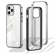 iPhone 12 Mini  (5.4 inches) 2020 Release Cover,Dual Layer Hard PC Bumper Clear Back Screen Tempered Glass Shockproof Protective Cover