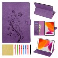iPad 5th Generation 2017 9.7 inches Case,Smart Elepower Embossed Butterfly & Flower Leather with Auto Wake/Sleep Card Slots Folio Stand Cover
