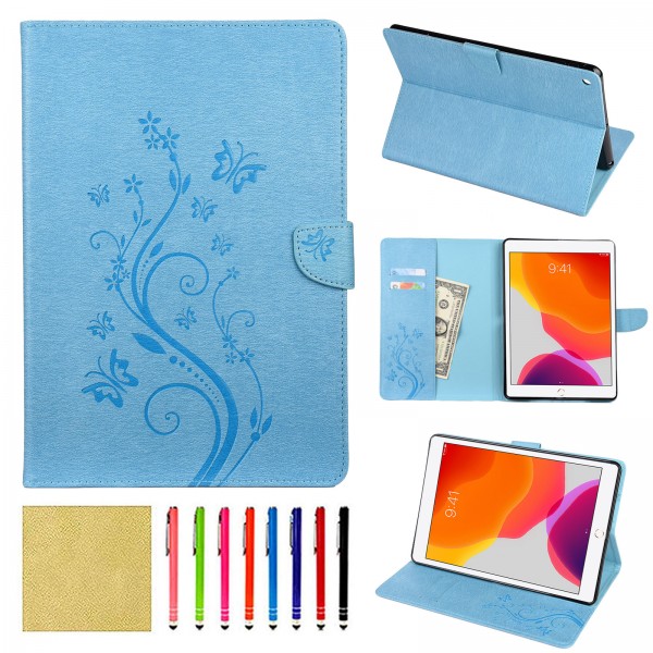 iPad Air 1st Generation 9.7 inches Case,Smart Elepower Embossed Butterfly & Flower Leather with Auto Wake/Sleep Card Slots Folio Stand Cover