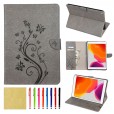 iPad Air 2 9.7 inches Tablet Case,Smart Elepower Embossed Butterfly & Flower Leather with Auto Wake/Sleep Card Slots Folio Stand Cover