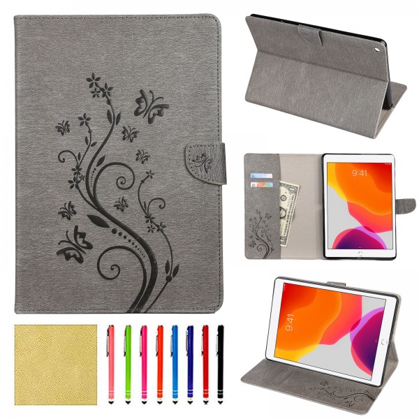 iPad Pro 9.7 inches Case, Smart Elepower Embossed Butterfly & Flower Leather with Auto Wake/Sleep Card Slots Folio Stand Cover