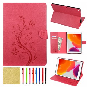 iPad Pro 9.7 inches Case, Smart Elepower Embossed Butterfly & Flower Leather with Auto Wake/Sleep Card Slots Folio Stand Cover, For IPad 9.7 (2016)