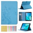 Samsung Galaxy Tab A 8.0 2015 Release (SM-T350/T355) Case, Smart Elepower Embossed Butterfly & Flower Leather with Auto Wake/Sleep Card Slots Folio Stand Cover
