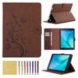 Samsung Galaxy Tab E 8.0 T378/T375/T377 2016 Case,Smart Elepower Embossed Butterfly & Flower Leather with Auto Wake/Sleep Card Slots Folio Stand Cover
