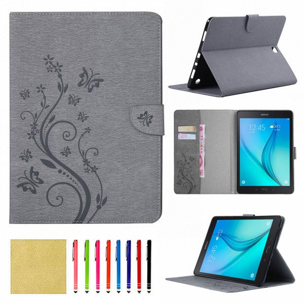 Samsung Galaxy Tab A 8.0 2017 T380/T385 Case,Smart Elepower Embossed Butterfly & Flower Leather with Auto Wake/Sleep Card Slots Folio Stand Cover