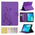 Samsung Galaxy Tab A 8.0 2017 T380/T385 Case,Smart Elepower Embossed Butterfly & Flower Leather with Auto Wake/Sleep Card Slots Folio Stand Cover