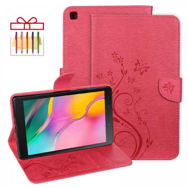Samsung Galaxy Tab A 10.1 inch 2019 T510/T515 Case,Smart Elepower Embossed Butterfly & Flower Leather with Auto Wake/Sleep Card Slots Folio Stand Cover