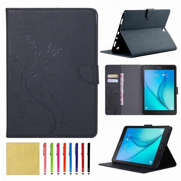 Samsung Galaxy Tab A 10.1 (2016) T580 T585 Case,Smart Elepower Embossed Butterfly & Flower Leather with Auto Wake/Sleep Card Slots Folio Stand Cover