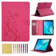 Samsung Galaxy Tab A 10.1 (2016) T580 T585 Case,Smart Elepower Embossed Butterfly & Flower Leather with Auto Wake/Sleep Card Slots Folio Stand Cover