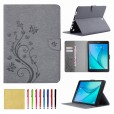 Samsung Galaxy Tab S2 8.0 SM-T715/T710/T713 Case,Smart Elepower Embossed Butterfly & Flower Leather with Auto Wake/Sleep Card Slots Folio Stand
