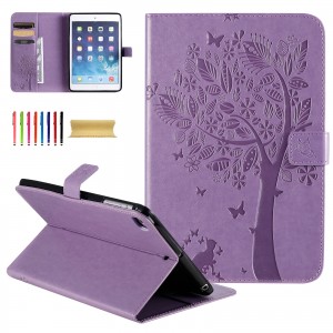 iPad 2 & iPad 3 & iPad 4 9.7 inches Case,Embossed Cat & Tree PU Magnetic Flip Leather Stand Folio Wallet Cover with Credit Card Slots, For IPad 2/IPad 3/IPad 4