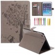 iPad Mini 1& Mini 2 & Mini 3 & Mini 4 & Mini 5 2019 (7.9 inches ) Case ,Embossed Cat & Tree PU Magnetic Flip Leather Stand Folio Wallet Cover with Credit Card Slots