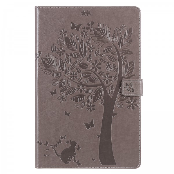Samsung Galaxy Tab S6 Lite 10.4 SM-P610 (10.4 inches)Case,Embossed Cat & Tree PU Magnetic Flip Leather Stand Folio Wallet Cover with Credit Card Slots