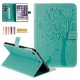 iPad Pro 10.5 inches Tablet Case, Embossed Cat & Tree PU Magnetic Flip Leather Stand Folio Wallet Cover with Credit Card Slots