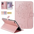 iPad Pro 10.5 inches Tablet Case, Embossed Cat & Tree PU Magnetic Flip Leather Stand Folio Wallet Cover with Credit Card Slots