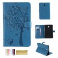 Samsung Galaxy Tab A 8.0 (2018) T387 Case,Embossed Cat & Tree PU Magnetic Flip Leather Stand Folio Wallet Cover with Credit Card Slots