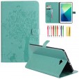 Samsung Galaxy Tab A 10.1 (2016) T580 T585 Case,Embossed Cat & Tree PU Magnetic Flip Leather Stand Folio Wallet Cover with Credit Card Slots