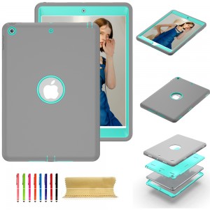 iPad Air 1st Generation ( 9.7 inches ) Case, 3 in 1 Heavy Duty Rugged Hybrid Silicone PC Kids Safe Shockproof Protective Cover, For IPad Air