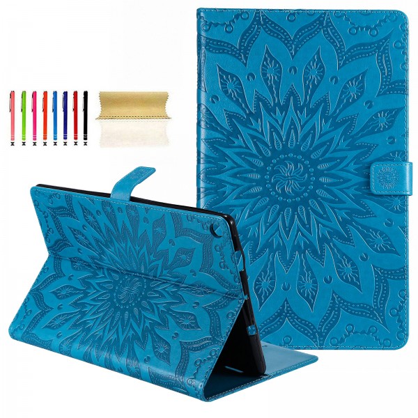 Samsung Galaxy Tab A 10.1 inch 2019 SM-T510 SM-T515 Case, Sunflower Embossed Pattern kickstand Magnetic Flip Leather Protective Cover with Card/Cash Holder