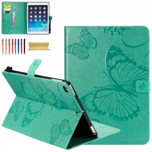 iPad 2 & iPad 3 & iPad 4 ( 9.7 inches ) Case, Embossed Butterfly Leather Folio Stand Cover Case with Card Slots Wallet Cover, For IPad 2/IPad 3/IPad 4