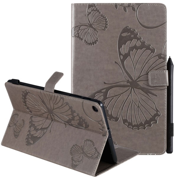 Samsung Galaxy Tab A 8.0 2019 (T290/T295/T297) Case,  Embossed Butterfly Pattern Magnetic Flip Leather Folio Stand with Card Slots Wallet Cover