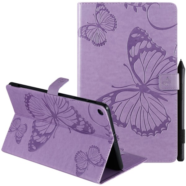 Samsung Galaxy Tab A 8.0 (2018) T387 Case,  Embossed Butterfly Pattern Magnetic Flip Leather Folio Stand with Card Slots Wallet Cover