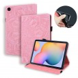 Samsung Galaxy Tab S6 Lite 10.4 Inch SM-P610/P615 2020 Case , Matte Embossed Flower PU Leather Multi-Angle Stand Folio Slim Cover