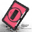 iPad 10.2" Case, iPad 8th Gen / iPad 7th Gen Case, Heavy Duty Rugged 3 Layer Full Body Shockproof Protective Covers with 360 Rotate Stand /Hand Strap/ Should Belt /Pencil Holder,Z_Rose