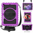 iPad 10.2" Case, iPad 8th Gen / iPad 7th Gen Case, Heavy Duty Rugged 3 Layer Full Body Shockproof Protective Covers with 360 Rotate Stand /Hand Strap/ Should Belt /Pencil Holder,Z_Purple
