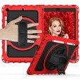 iPad 10.2" Case, iPad 8th Gen / iPad 7th Gen Case, Heavy Duty Rugged 3 Layer Full Body Shockproof Protective Covers with 360 Rotate Stand /Hand Strap/ Should Belt /Pencil Holder,Z_Red